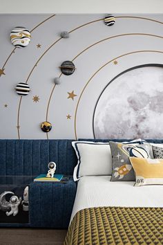 Jasa kontraktor Gresik 0822-5724-0664 Space Themed Bedroom, Space Themed Room, Kids Room Interior Design, Kids Bedroom Inspiration, Toddler Boys Room, Kids Bedroom Designs, Kids Room Inspiration, Kids Interior Room, Kids Interior