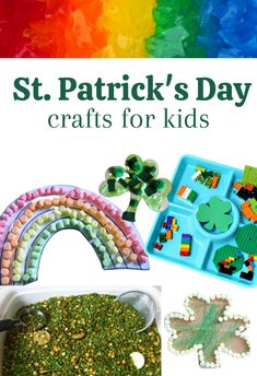 st patrick's day crafts for kids with rainbows and shamrocks in the background