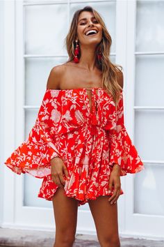 Made In The Aftermath Romper Red Casual Red Jumpsuits And Rompers With Ruffles, Casual Red Ruffled Jumpsuits And Rompers, Red Jumpsuits And Rompers For Spring Beach Outings, Red Jumpsuits And Rompers For Beach In Spring, Red Long Sleeve Jumpsuits And Rompers For Summer, Red Long Sleeve Jumpsuits For Summer, Red Summer Jumpsuits And Rompers For Beach, Red Jumpsuits And Rompers For Summer Day Out, Red Summer Beach Jumpsuits And Rompers