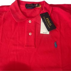 Brand New With Tags!! Perfect Condition! Offers Are Accepted :) Classic Red Polo Collar Shirt, Classic Red Polo Collar T-shirt, Classic Red Polo Collar Top, Red Cotton Polo Collar Shirt, Red And Black Shirt, Ralph Lauren Fleece, Polo Tee Shirts, Blue And White Shirt, Polo Pullover