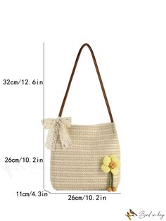 BirdinBag - Spacious Straw Shoulder Bag with Twilly Scarf - Perfect for Your Vacation Casual Bags With Adjustable Strap For Gift, Casual Bags With Adjustable Strap As Gift, Cream Bag With Adjustable Strap As Gift, Cream Shoulder Bag With Adjustable Strap As Gift, Casual Square Shoulder Bag For Gift, Large Capacity Beige Shoulder Bag As Gift, Large Capacity Beige Shoulder Bag For Gift, Beige Bag With Adjustable Strap As Gift, Beige Bag With Adjustable Strap For Gift