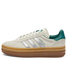 Adidas Gazelle Bold W Off White, Silver Met & Collegiate Green | END. Adidas Gazelle Green, Adidas Bold, Adidas Gazelle Bold, 2020 Outfits, Gazelle Bold, Xmas 2024, Hail Mary, Shoe Gifts, Adidas Gazelle