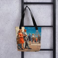 Stay stylish and organized on the go with our spacious tote bag, now with FREE SHIPPING to the US, Canada, EU, and UK! THE ARTWORK Indulge in the grace of a past epoch, immortalized in this artwork that portrays chic figures appreciating the iconic Eiffel Tower. The vibrant hues and timeless fashion evoke the enduring allure of Paris, rendering this piece an ideal acquisition for aficionados of art and admirers of The City of Light. THE TOTE BAG This tote bag is both trendy and practical and is Artistic Travel Tote Canvas Bag, Artistic Tote Canvas Bag For Travel, Artistic Rectangular Canvas Shopping Bag, Artistic Large Capacity Canvas Travel Bag, Shopping Tote Bag With Case Included, Rectangular Bags With Artwork For Daily Use, Artistic Rectangular Shoulder Bag For Travel, Artistic Shoulder Bag For Travel, Artistic Large Capacity Shoulder Bag For Travel