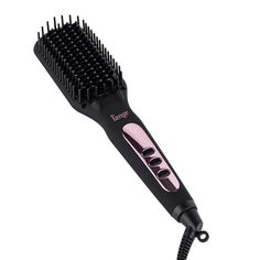 a black and pink hair brush on a white background