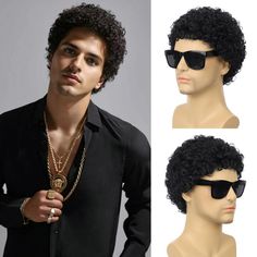 PRICES MAY VARY. 【Package Include】1* Mens Curly Wig + 1* Sunglasses + 1* Wig Caps. 【High Quality】Short curly hair wig is made of high-quality heat resistant synthetic fiber. Super soft and skin friendly.The appearance and feeling is most close to real hair. 【Breathable and Comfortable】High quality breathable rose mesh keeps you comfortable. Two front combs and two adjustment straps can be linked to a fixed position to fit most adult. 【Wide Application】This mens curly hait wig looks cool, You can Buddy Elf Costume, Elf Costume Halloween, Disco Wig, Buddy The Elf Costume, 70s Disco Costume, Mens Short Curly Hairstyles, Buddy Elf, Black Curly Wig, Disco Costume