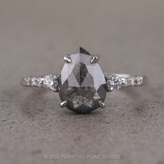 black diamond Pear Diamond Engagement Ring, Future Engagement Rings, Unique Diamond Rings, Unique Diamonds, Pear Diamond, Pear Shaped Diamond, Wedding Plans, Rose Cut Diamond, Conflict Free Diamonds