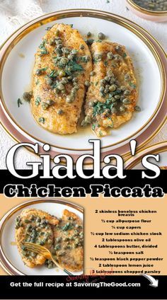 Turkey Piccata Recipe, Giada's Chicken Piccata, Chicken Piccata Oven Baked, Chicken Piccata Baked, Dinner Recipes Italian Main Dishes, Chicken Picatta Pasta Recipes, Best Chicken Piccata Recipe, Baked Chicken Piccata Recipe, Picatta Recipes