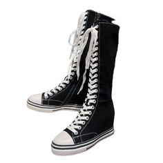 Women Shoes, Canvas Casual High Top Shoes, Long Boots, Lace-Up Zipper Boots, Flat Boots, Sneakers, Zipper Boots, Combat Boots, Gothic Punk Boots, Canvas Boots, Boots, Punk Boots, Gothic Boots. Black Women's Boots. Cozy meets contemporary with these super comfortable, super stylish boots. These sneaker-inspired high-top boots are perfect for everyday wear. Made from high quality materials with breathable cotton canvas upper and lining, and reinforced stitching and support panels they provide both Gothic Boots, Boots Combat, Buy Boots, Boots Flat, Punk Boots, High Top Boots, Canvas Boots, Shoes Canvas, Stylish Boots