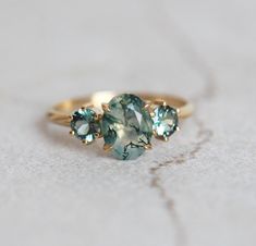 Magical Rings, Alternative Ring, Tourmaline Engagement Ring, Green Tourmaline Ring, Future Engagement Rings, Teal Sapphire