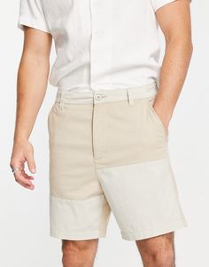 Shorts by ASOS DESIGN Make some leg room Colorblock design Belt loops Side pockets Relaxed fit Beige Bottoms With Patch Pockets For Summer, Beige Summer Bottoms With Patch Pockets, Casual Spring Shorts With Contrast Color, White Patchwork Shorts For Summer, Cotton Shorts With Contrast Color For Summer, Summer Cotton Shorts With Contrast Color, White Color Block Shorts For Spring, Beige Short Bottoms With Patch Pockets, Summer White Color Block Shorts