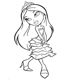 a cartoon girl with long hair and a tiara on her head, wearing a dress