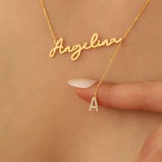 Name and Dangling Initial Gold Necklace, Lariat 14k Gold Plated Pendant, Y Necklace Pave Name On Initial, Gold Name Necklace, Dainty Jewelry 💖 Add a personal touch to your style with our Name and Dangling Initial Gold Necklace! This elegant piece features your custom name alongside a dangling initial charm, creating a unique and meaningful accessory. Crafted with care and attention to detail, this necklace is a beautiful expression of individuality and style. ✨ Make a statement with our Lariat Anniversary Pendant Lariat Necklace With Adjustable Chain, Yellow Gold Lariat Necklace With Delicate Chain For Anniversary, Anniversary Yellow Gold Lariat Necklace With Delicate Chain, Gold Round Lariat Necklace For Anniversary, Adjustable Yellow Gold Necklace For Anniversary, Gold 14k Lariat Necklace For Anniversary, Gold Fine Jewelry Lariat Necklace For Anniversary, Gold Lariat Necklace As Fine Jewelry Gift, Gold Pendant Lariat Necklace As Gift