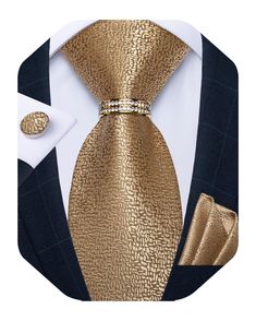 PRICES MAY VARY. 🎁【PURCHASE CONTAINS】Silk Solid Gold Tie+Woven Handkerchief+Cufflinks+Tie Ring+Gift Box.It's Proper gift for Father's Day,Christmas Day,Valentine's Day,Thanksgiving Day,Anniversary,birthday ect. 🎁【CLASSIC SIZE】Tie size:59x 3.15 inches(150cm x 8 cm), Pocket Square size: 9 x 9 inches(23*23cm),Cufflink Diameter:0.55 inches(1.4cm).Exquisite men's plain tie set for a variety of dress shirts and suit tuxedo. 🎁【MATERIAL and CRAFT】Necktie and pocket square are made from Silk. 2000 sti Gold Ties For Men, Cufflinks For Father's Day Gift, Luxury Silver Suit And Tie Accessories For Business, Silver Tie For Formal Occasions, Silver Tie For Father's Day Formal Wear, Silver Tie For Formal Occasions And Father's Day, Elegant Formal Ties For Father's Day, Luxury Gold Tie For Formal Occasions, Father's Day Jewelry Gift With Ties