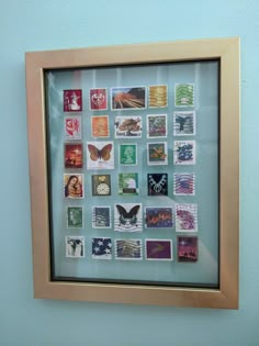 Postage stamps Used Postage Stamps Crafts, How To Display Postage Stamps, Stamps Collection Display, Duck Stamp Collection Display, Framed Postage Stamps, Stamp Display Ideas, Stamp Collection Display Ideas, Postal Stamp Art