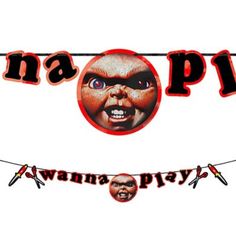 a banner with an image of a creepy doll on it's face and the words mama p