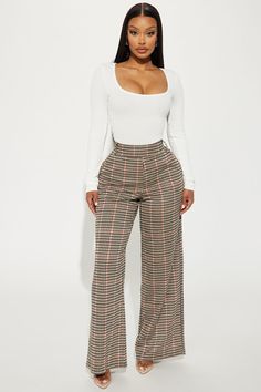 Available In Brown/combo. Trouser Pant High Rise Elastic Waistband Belt Loops Hand Pockets Wide Leg Houndstooth Print Stretch 81.5% Polyester 18.5% Rayon Imported | Fancy Pants Houndstooth Trouser in Brown size 3X by Fashion Nova Luxury Houndstooth Formal Bottoms, Elegant Fitted Houndstooth Pants, Houndstooth Pants Outfit, Fall Houndstooth High-waisted Pants, Elegant Houndstooth Pattern Pants, Elegant High-waisted Houndstooth Pants, Jodie Joe, Fashion Nova Pants, Shein Outfits