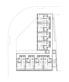 the floor plan for an apartment building with multiple floors and several balconies on each level