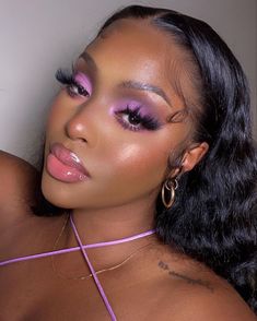 Lavender Eye Makeup Black Women, Purple Glam Makeup Black Women, Lilac Eye Makeup Black Women, Purple Natural Makeup Looks, Purple Soft Beat Makeup, Lilac Makeup Black Women, Easter Makeup Black Women, Purple Birthday Makeup Looks, Dark Skin Purple Makeup