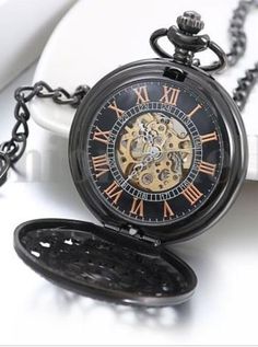 "This pocket watch can be purchase with or without engravings. Engraving will be on back glass of the pocket watch. Great gift for everyone even yourself ! Our elegant steampunk victoriana pocket watch has elegant carved case design. Diameter of the watch is 1-3/4\". Watch is mechanical, please wind it after arrival. Setting the time You will need to grasp the crown (button at the top) tightly and pull. When you hear a click you will be able to turn the crown/button to set the time. Once you hav Vintage Stainless Steel Pocket Watch With Metal Dial, Vintage Stainless Steel Pocket Watch With Round Dial, Vintage Stainless Steel Pocket Watch, Vintage Black Pocket Watch With Skeleton Dial, Steampunk Quartz Pocket Watch For Formal Occasions, Steampunk Metal Dial Pocket Watch For Formal Occasion, Steampunk Pocket Watch With Metal Dial For Formal Occasions, Vintage Black Pocket Watch Gift, Black Vintage Stainless Steel Pocket Watch