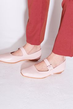 The Eugenia Flat is a modern interpretation of the classic mary jane flat featuring a square toe, angular topline and oval-shaped heel. This pair is crafted from pale pink kidskin leather and a matching buckle. Who it’s for: The woman who is looking for mood-enhancing emotional pieces that defy reason, yet work perfectly with her style and sense of expression. Kidskin upper and undyed vegetable-tanned leather lining. Leather sole with stacked leather heel measuring 18mm. Handmade in Argentina Mary Jane Flats, Vegetable Tanned Leather, Her Style, Pale Pink, Leather Heels, Mary Janes, Sense, Buckle, Square