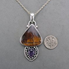 Cacoxenite in Amethyst Sterling Silver Pendant Winter Park Fl, The Torch, Winter Park, Subtle Textures, Handmade Sterling Silver, Fine Silver, Sterling Silver Pendant, Sterling Silver Pendants, Pendant Necklaces