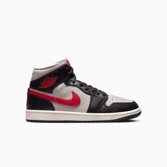 Shop Jordan Women's Air Jordan 1 Mid at Tops and Bottoms USA. Enjoy free shipping on All over the USA. Style: BQ6472-060, Color: Black Gym Red Grey Sail Air Jordan 1 Mid Women, Air Jordan 1 Mid Black, Original Air Jordans, Mid Shoes, Air Jordans Women, Jordan Shorts, Red Jordans, Nike Air Jordan 1 Mid, Womens Air Jordans