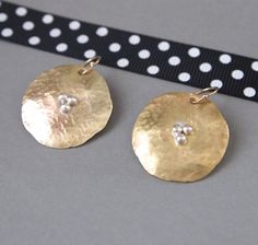 Gold Disc Earrings, Gold and Silver Earrings, Hammered Jewelry, Brass Earrings, Silver Ball Earrings, Shillyshallyjewelry, Organic jewelry by ShillyShallyjewelry on Etsy Hammered Brass Round Disc Earrings, Hammered Metal Jewelry, Gold Disc Earrings, Gold And Silver Earrings, Hammered Jewelry, Grosse Pointe, Organic Jewelry, Ball Earrings, Gold Disc