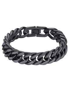 PRICES MAY VARY. Men Bracelet: Style your wrist with this cuban chain bracelet, it is strong, durable, comfortable and meant to endure daily wear,great for any age and for any occasion. Style: Give a modern edge to a casual t-shirt or formal outfit with this classic minimalist design and wear solo for a polished look or stacked with other chains for a cool fashion statement. Material: Made of 316L stainless steel, black plated. Highly resisted to rust, safe and comfortable for skin,nickel free, Dad Christmas Gifts, Cuban Chain Bracelet, Cuban Link Bracelet, Men Bracelet, Father Gift, Bracelet Style, Black Bracelets, Black Plates, Bracelet For Men