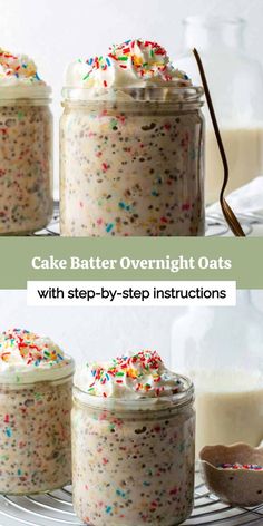 cake batter overnight oats with step - by - step instructions on how to make them