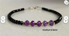 Amethyst and black spinel bracelet / Silver amethyst bracelet / Amethyst jewellery / Gift for her This bracelet is very dainty - beads measure about 3 mm apiece AAA Quality Please Feel Free To Contact If You Have Any Query. Orders are shipped within 1 business working day, excluding orders made on Sunday or national holidays. Domestic delivery takes 5-7 business days. International delivery takes 11-23 business days. PAYMENT METHOD : PayPal only Please send all payments within 7 days . Return po Silver Black Spinel Jewelry Gift, Black Amethyst 8mm Bead Jewelry, Black Amethyst Beads Jewelry 8mm, Black Amethyst Beaded Bracelets Spiritual, Purple Gemstone Jewelry, Silver Faceted Black Spinel Jewelry, Black Spinel Bracelet, Amethyst Jewelry, Black Spinel