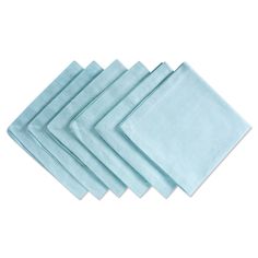 six teal napkins on a white background