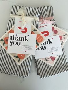 four thank you cards on top of each other