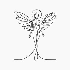 the outline of an angel is shown in black and white