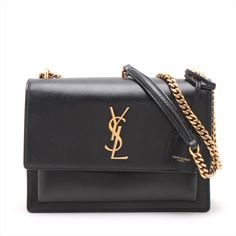 Ysl Saint Laurent Leather Chain Shoulder Bag Black W22, H16, D8.5cm Ysl Black Purse, Bags Ysl, Ysl Saint Laurent, Saint Laurent Bags, Black Purse, Shoulder Bag Black, Saint Laurent Bag, Black Purses, Chain Shoulder Bag