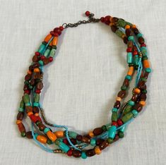 1980s Multistrand Necklace Multicolor Wood & Plastic Beads Adjustable Closure  | eBay Beach Jewelry Boho, Antique Jewelry Necklace, Plastic Beads, Multi Strand Necklace, Multi Strand, Makers Mark, Boho Jewelry, Antique Jewelry, Vintage Antiques