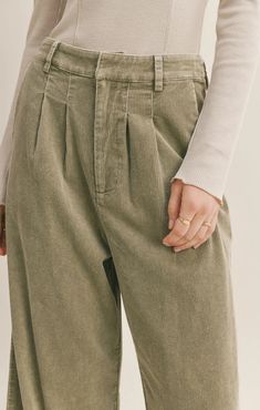 Kahlo Cord Pants are a washed corduroy pant with side pockets and a front zip. Come in a lovely sage color. 100% cotton. Green Courderoy Pants Corduroy, Corduroy Crop Pants, Luxury Straight Leg Corduroy Pants, Forest Green Courderoy Pants, Cheap Corduroy Work Pants, Sage Leather Pants, High Waisted Green Corduroy Pants, Cordory Pants Women, Wide Leg Courdoroy Anthropologie