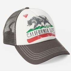 Billabong Pitstop Trucker Hat. Head West And Follow The Sun In The Pitstop Trucker Hat. Featuring Iconic California Graphics, This Women's Cap Delivers Timeless Trucker Style With Foam-Backed Front Panels And All-Mesh Backing To Keep It Lightweight And Breathable, Plus A Snapback Closure To Let You Quickly Create The Perfect Fit. Imported. Casual White Trucker Hat For Vacation, Casual White Trucker Hat With Letter Print, Pageboy Hat, Love Snap, Billabong Hat, Trooper Hat, Salty Blonde, Follow The Sun, Distressed Hat