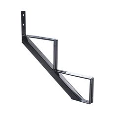 a black metal shelf bracket on a white background