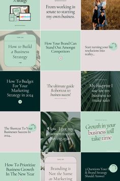 a series of photos with different font styles and colors, including the words how to build your own business strategy in 2013