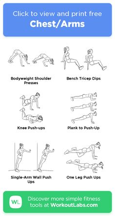 an exercise poster with instructions to do chest and arm exercises for the entire body, including