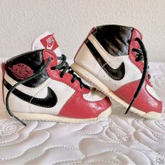 Original Jordan 1 Chicago From 1985 - Size 3 Or 4 Not Sure On Exact Size Because Inside Labeling Has Worn Off. Worn, Some Peeling Of Leather On Inside Of Shoe, But Great Condition For Being 37 Years Old. No Holes No Box Exact Size Unknown But, Appears To Be A 3 Or A 4 Toddler Compared To My Son’s Shoes. Nike Air Jordan 1 High, To My Son, Air Jordan 1 High, Nike Air Jordan 1, Jordan 1 High, Vintage Shoes, Air Jordan 1, Jordan Shoes, Nike Air Jordan