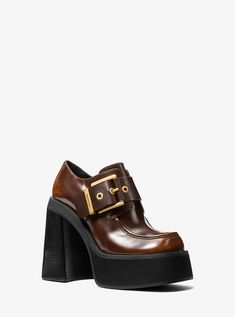 Michael Kors Platform Boots, Loafer Heels Outfit, Platform Loafers Outfit, 70s Platform Shoes, Gryffindor Outfit, Platforms Shoes, Corporate Baddie, Pretty Heels, Loafers Outfit