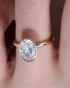 Oval cut Solitaire Lab Grown Diamond Ring Diamond Free, Ring Metal, Bezel Diamond, Gold Set, 2 Carat, Lab Diamonds, Metal Rings, Bridal Accessories