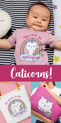 Unicorns are so last week. Caticorns are what is hot right meow! If you need a gift for a little girl or a cat lover or a unicorn lover we've got you covered. This little kitty-corn lives under a rainbow and knows how to make things meowgical! For babies, kids or really fun adults — caticorns spread love and joy. Clothes, home decor, tote bags, hats, beanies, wall art, hoodies and more to come. #Caticorn #Unicorn #birthdayparty #onesie #Rainbow #gaypride #Sleepykitty #totebag #homedecor Birthday Bedroom, How To Make Things, Kitten Birthday Party, Kitten Birthday, Vintage Boy Scouts, Mini Envelopes, Vintage Boys