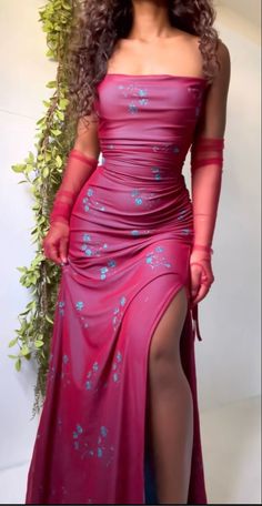 Women Semi Formal Dress, Prom Dresses Large Bust, Goddess Style Dress, Unique Pink Dress, Mystical Dresses Gowns, Wedding Guest Dress Flowy, Midsummers Dresses, Long Coquette Dress, 90s Whimsigoth Dress