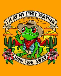 Our funny art meme showcase a cute frog cowboy with a western aesthetic, flipping the bird in a tattoo-style desert scene with cacti and flowers. 

Perfect for fans of cute frogs, cottagecore, and introverted humor, our Instagram is your go-to source for funny frog memes and stylish outfit inspiration. 

Join our community of frog lovers and stay connected with daily posts, behind-the-scenes looks, and more. Follow us now and hop into the fun! Introvert Quotes Funny, At My Limit, My Social Battery, Social Battery, Cowboy Frog, Frog Meme, Frog Illustration, Introvert Quotes, Desert Scene