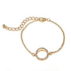 Bring added shine into everyday ensembles with this coordinating bracelet set elevated with a gleaming goldtone finish and sparkling cubic zirconia. Includes hammered cuff, round-cut cuff, circle cutout bracelet and arrow bracelet (four pieces total) Cuffs: 8.66'' circumference Smallest bracelet: 6.88'' L with 2.16'' extender Longest bracelet: 7.48'' L with 2.36'' extender Lobster claw clasp Goldtone copper / cubic zirconia Minimalist Gold Cubic Zirconia Bracelet, Gold Cubic Zirconia Minimalist Bracelet, Gold Cubic Zirconia Bracelet With Adjustable Chain, Adjustable Gold Plated Diamond Bracelet, Adjustable Gold Crystal Diamond Bracelet, Adjustable Gold Crystal Bracelet With Diamonds, Gold Cubic Zirconia Round Bracelet, Elegant Gold-plated Crystal Bracelet, Gold Plated Bracelets With Diamond Accents