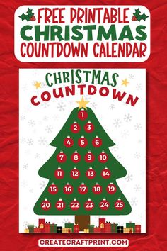 Free printable Christmas countdown calendar for kids and families. A festive and interactive way to count down the days until Christmas, perfect for adding joy, excitement, and holiday cheer to your holiday traditions. Printable Christmas Countdown, December Printable, Easy Holidays Crafts, Christmas Countdown Calendar, Christmas Calendar, Countdown Calendar, Printable Activities For Kids, Free Printable Calendar