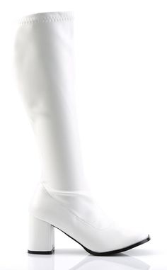 3" Block Heel Gogo Boots, White Stretch PU, Side ZipHEEL/PLATFORM : 3" HeelFIT GUIDE : U.S women's sizing-refer to size chart for more info.VEGAN : Yes﻿SIZE ﻿: US women's sizing. Dress And Cowgirl Boots, Vegan Leather Boots, Pu Boots, Boots White, Gogo Boots, Cowgirl Boots, Womens Heels, Ballet Flats, Leather Boots