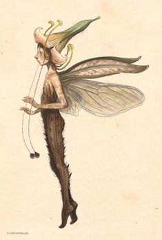 a drawing of a fairy holding a string